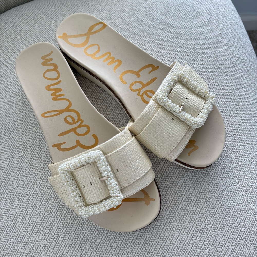 Sam Edelman Women's Cream Pearl Beaded Sandals